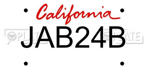JAB24B California License Plate