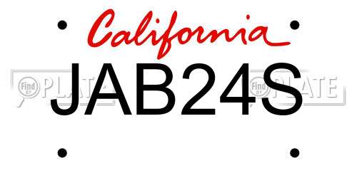 JAB24S California License Plate