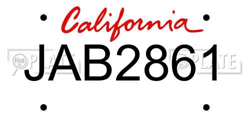 JAB2861 California License Plate