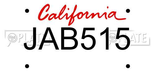 JAB515 California License Plate