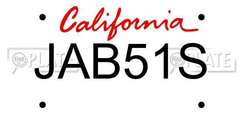 JAB51S California License Plate