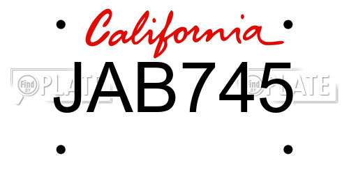 JAB745 California License Plate