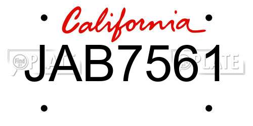 JAB7561 California License Plate