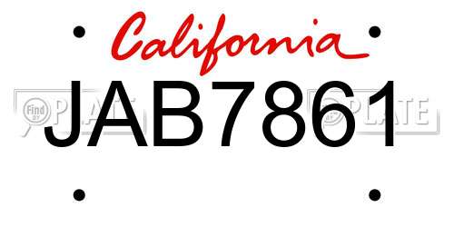 JAB7861 California License Plate