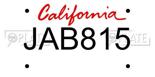 JAB815 California License Plate