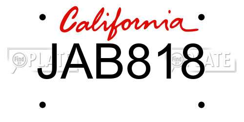 JAB818 California License Plate
