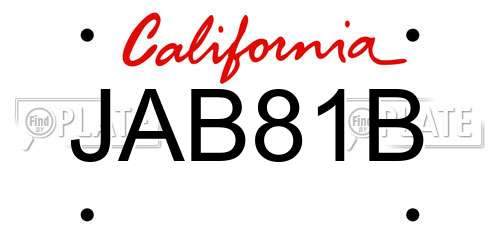 JAB81B California License Plate