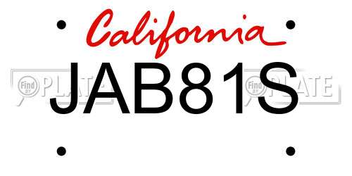 JAB81S California License Plate
