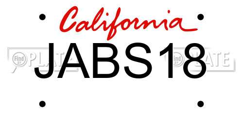 JABS18 California License Plate