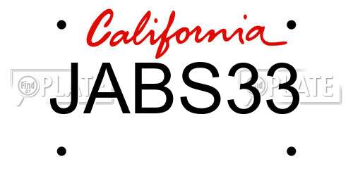 JABS33 California License Plate