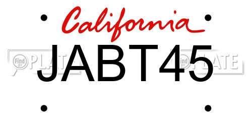 JABT45 California License Plate