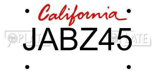 JABZ45 California License Plate