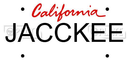 JACCKEE California License Plate
