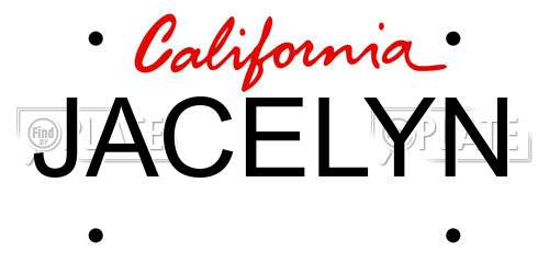 JACELYN California License Plate