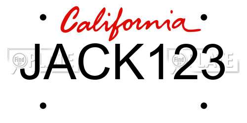 JACK123 California License Plate