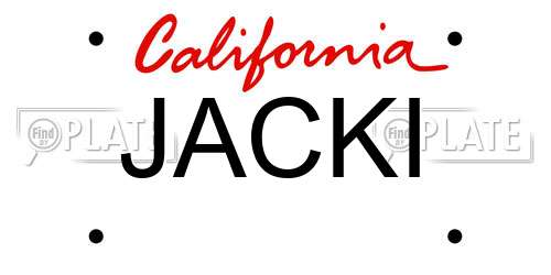 JACKI California License Plate