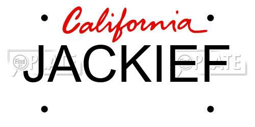 JACKIEF California License Plate