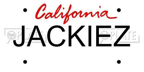JACKIEZ California License Plate