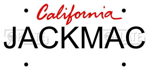 JACKMAC California License Plate