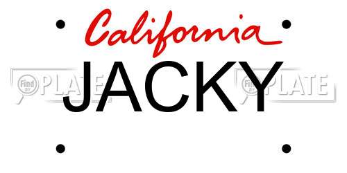 JACKY California License Plate