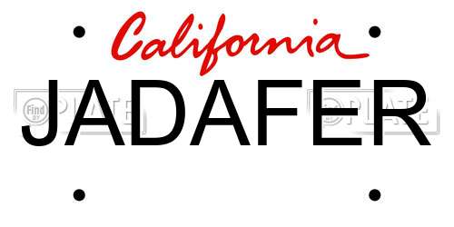 JADAFER California License Plate