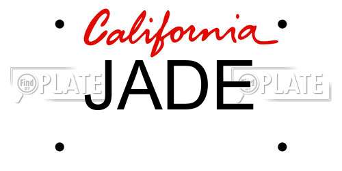 JADE California License Plate