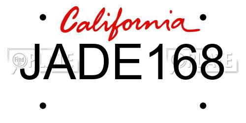 JADE168 California License Plate