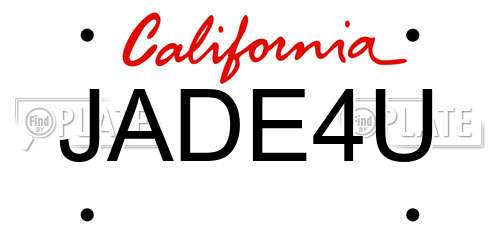 JADE4U California License Plate