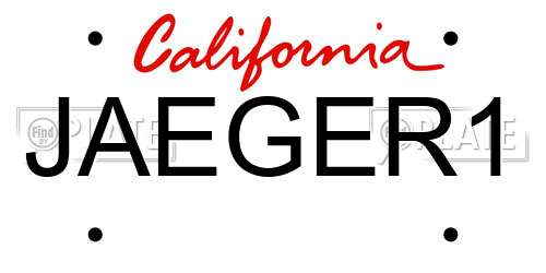 JAEGER1 California License Plate