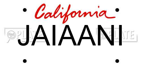 JAIAANI California License Plate