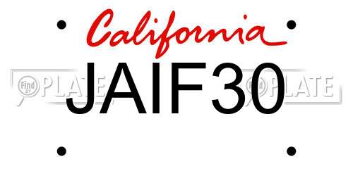 JAIF30 California License Plate