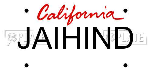 JAIHIND California License Plate