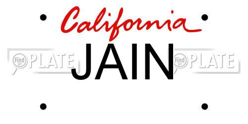 JAIN California License Plate