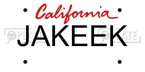 JAKEEK California License Plate