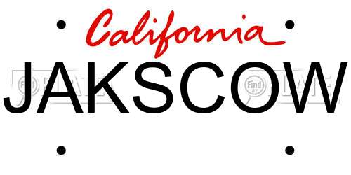 JAKSCOW California License Plate