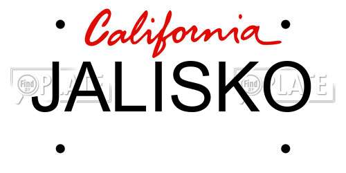 JALISKO California License Plate