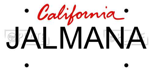 JALMANA California License Plate