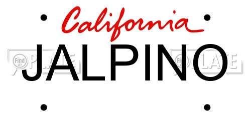 JALPINO California License Plate