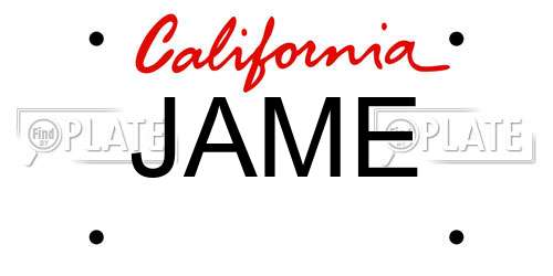 JAME California License Plate