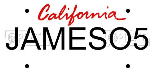 JAMESO5 California License Plate