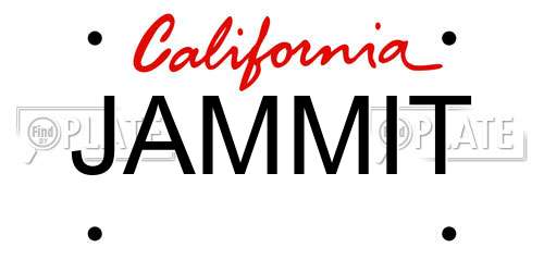 JAMMIT California License Plate