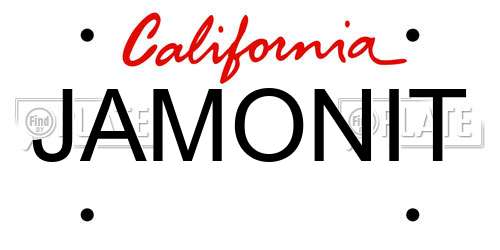 JAMONIT California License Plate