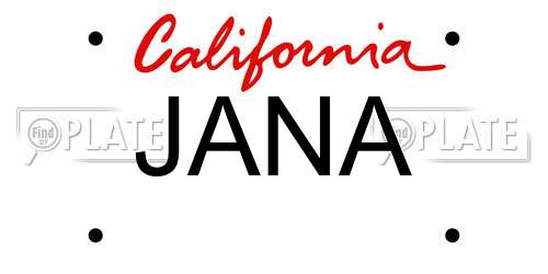 JANA California License Plate