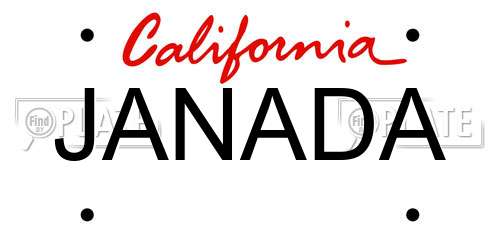 JANADA California License Plate