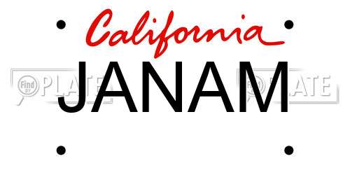 JANAM California License Plate