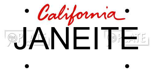 JANEITE California License Plate