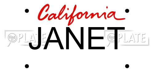JANET California License Plate