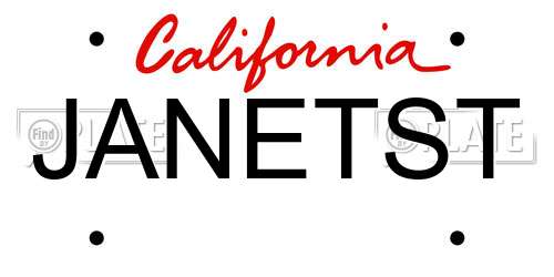 JANETST California License Plate