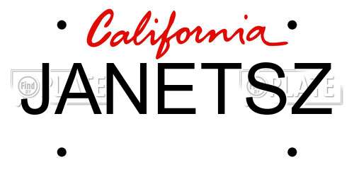JANETSZ California License Plate