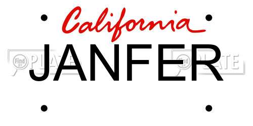 JANFER California License Plate